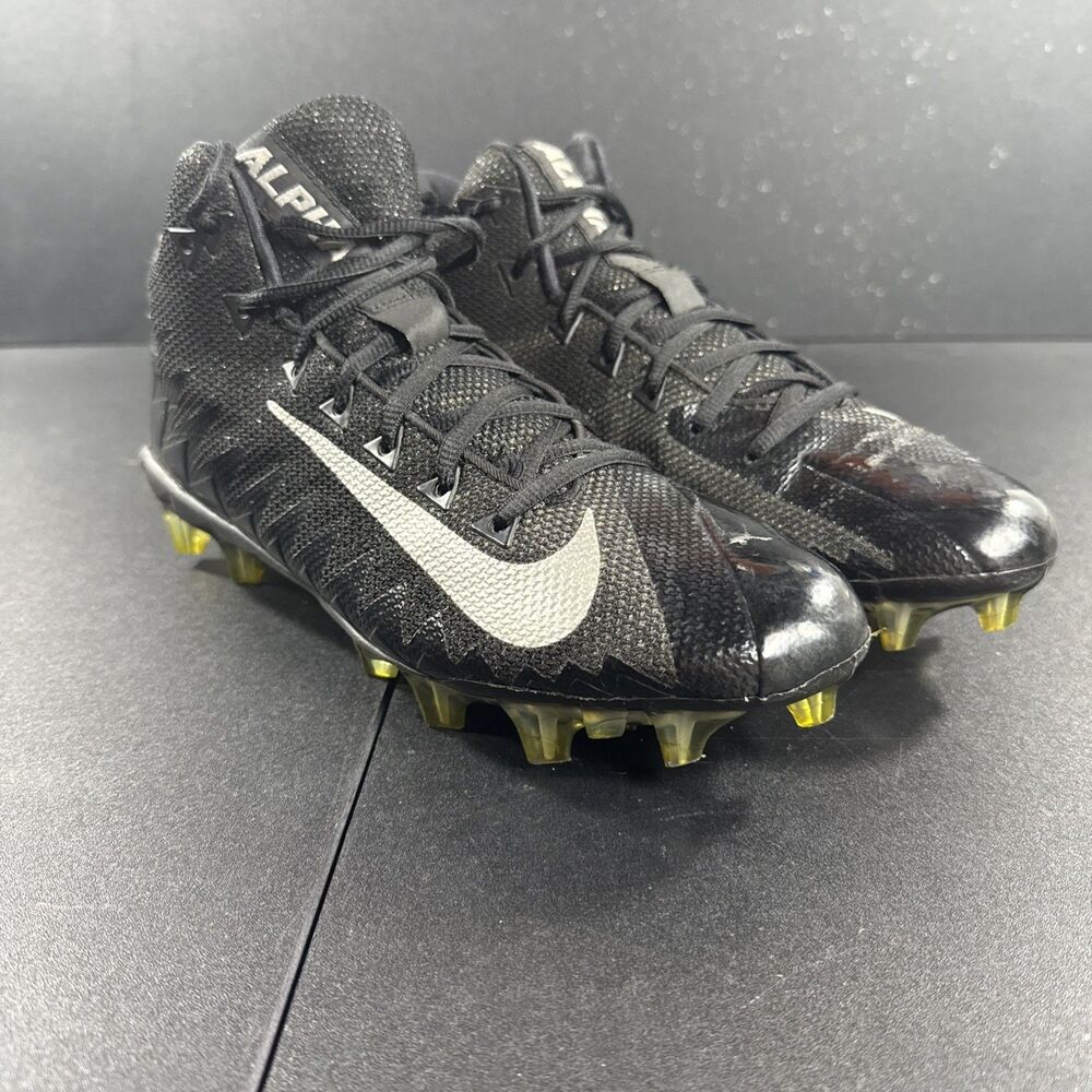 Nike Sz 11 Mens Alpha Menace Pro Mid FNL Football Cleats Black Silver 880410-010